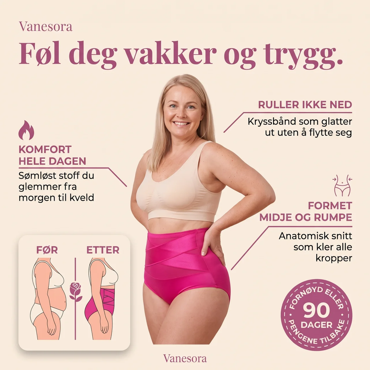Vanesora Sculpt Brief – før og etter