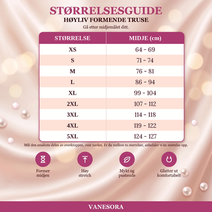 Vanesora Sculpt Brief – størrelsesguide